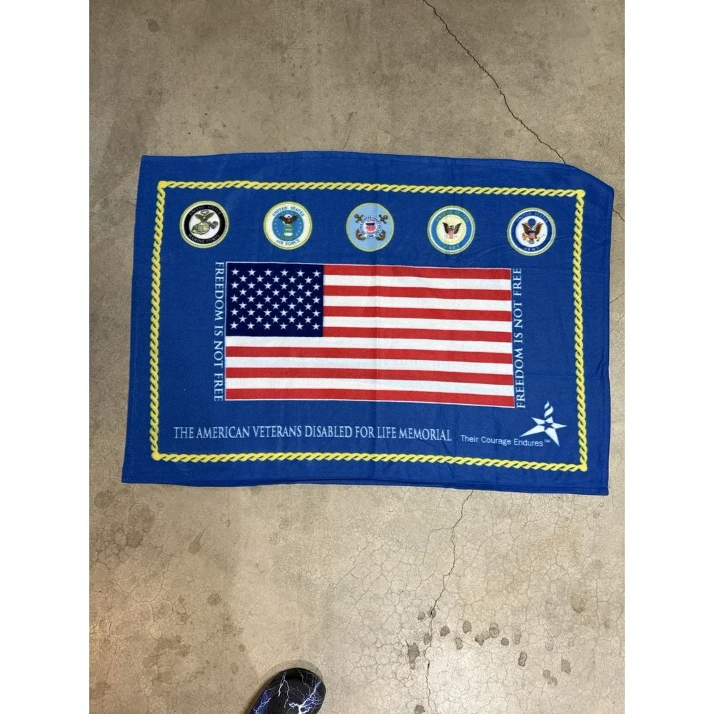 THE AMERICAN VETERANS DISABLED FOR LIFE MEMORIAL Fleece Throw Blanket 32x48 navy